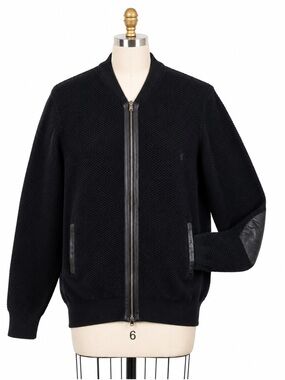 RUDSAK EST. 1994 KNIT ZIP JACKET | Leather Trim & Elbow Patches | Men's M/L